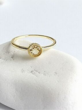 Citrine Ring 14k Gold on Sterling Silver Size 7 Stacking 🆕